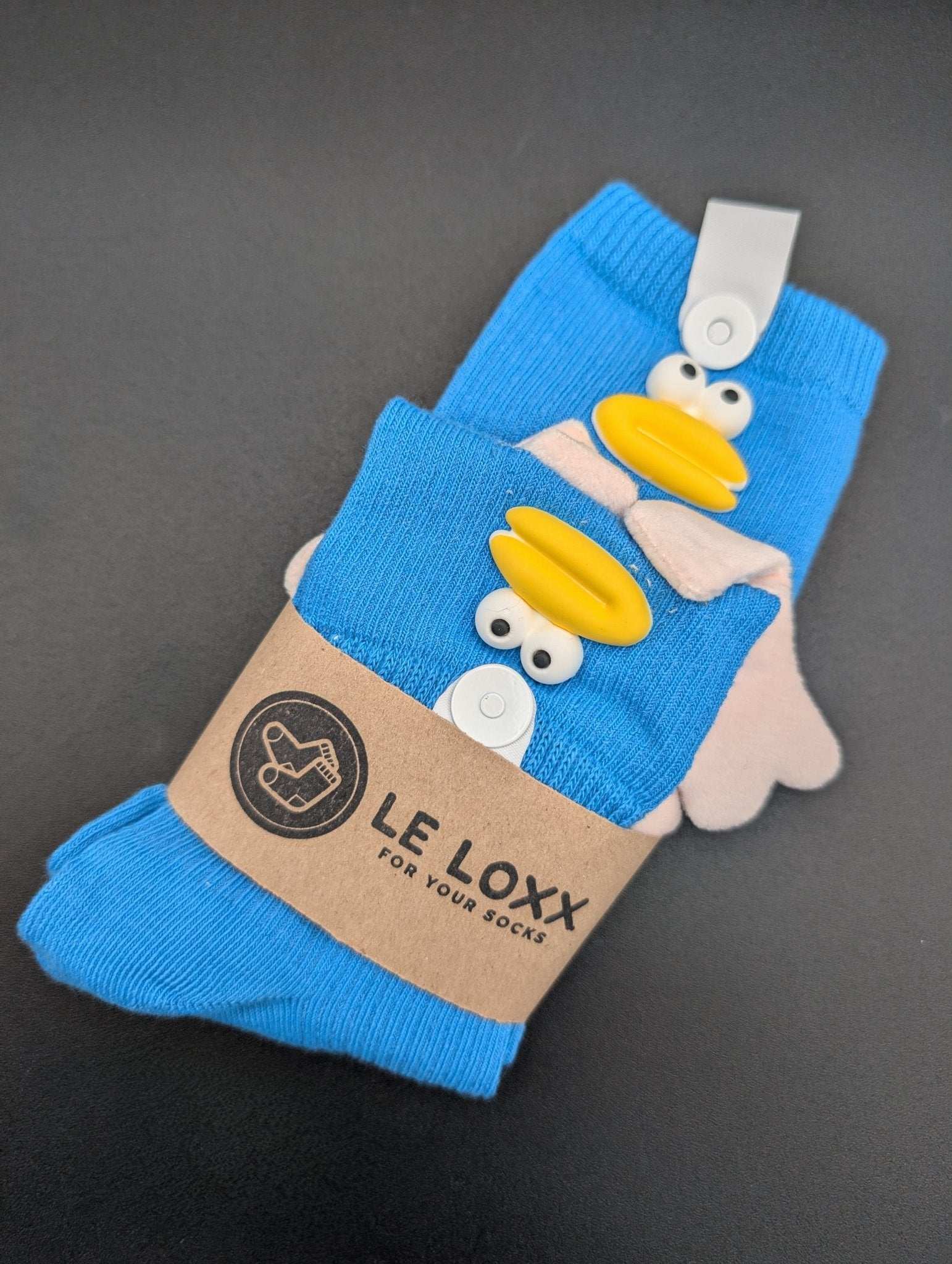 Happy Face Blue Quarter Crew Socks – Magnetic Lock and Loop Design - Le Loxx