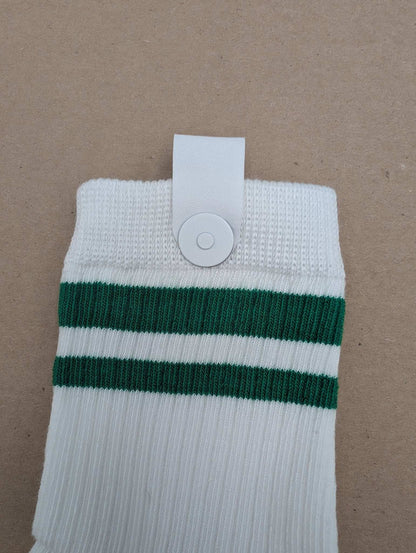 Noah Green Stripes Kids Crew Socks – Magnetic Lock and Loop Design - Le Loxx