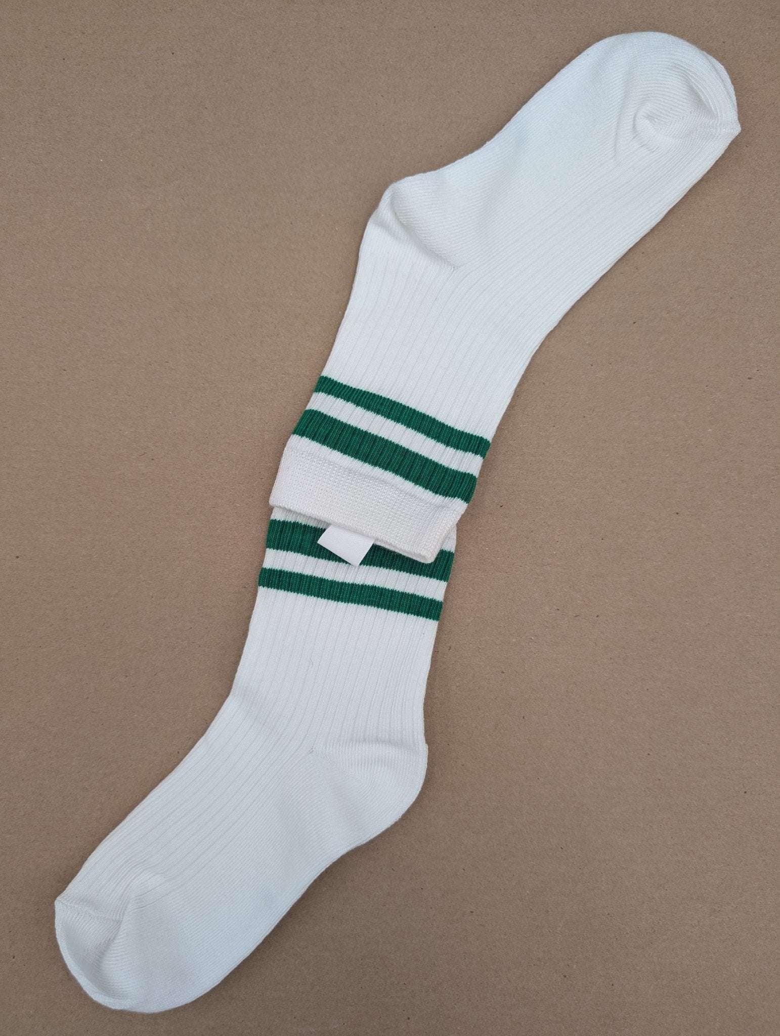 Noah Green Stripes Kids Crew Socks – Magnetic Lock and Loop Design - Le Loxx