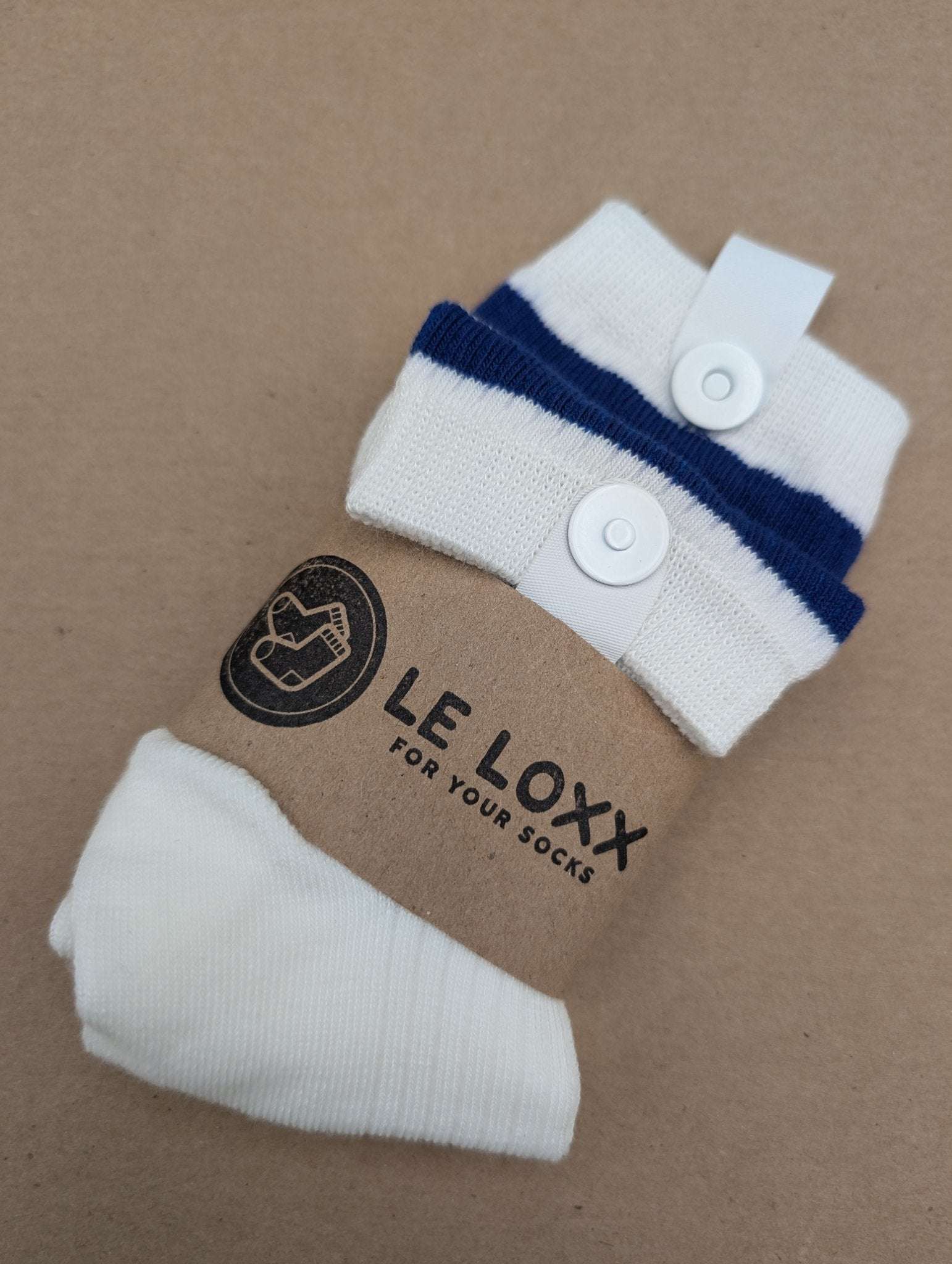 Noah Blue Stripes Kids Crew Socks – Magnetic Lock and Loop Design - Le Loxx