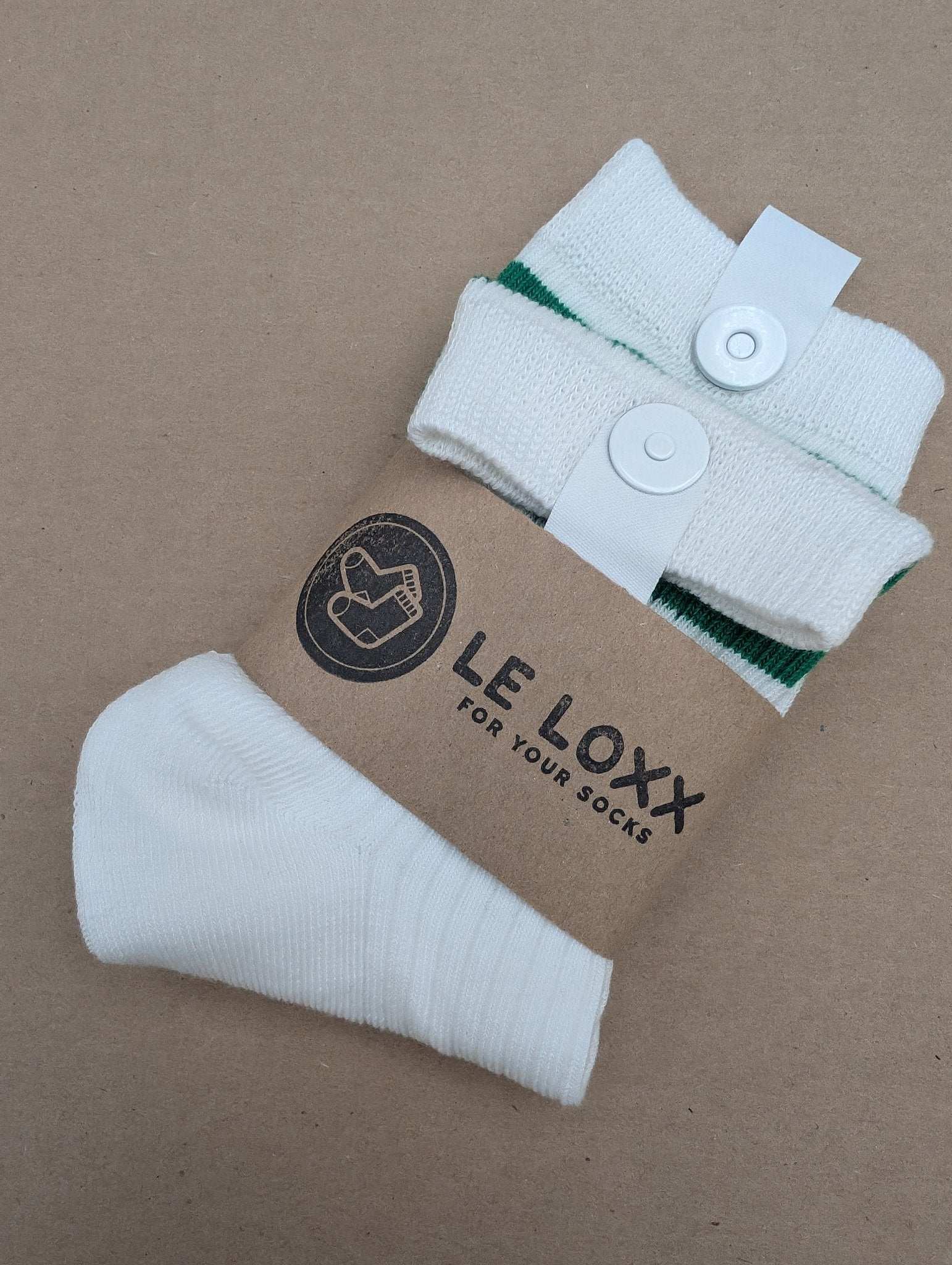 Noah Green Stripes Kids Crew Socks – Magnetic Lock and Loop Design - Le Loxx