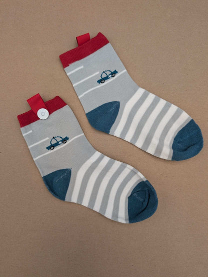 Benja Grey Car Kids Socks - Le Loxx
