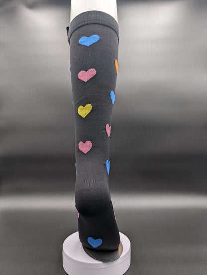 Queens 4 Colorful Hearts 3XL Compression Socks – Magnetic Lock & Loop - Le Loxx