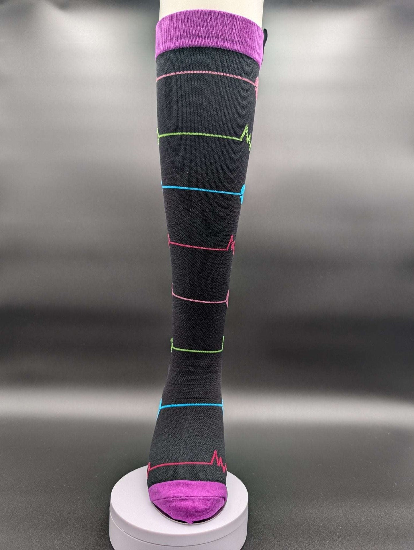Queens Black n Purple 3XL Compression Socks – Magnetic Lock and Loop Design - Le Loxx