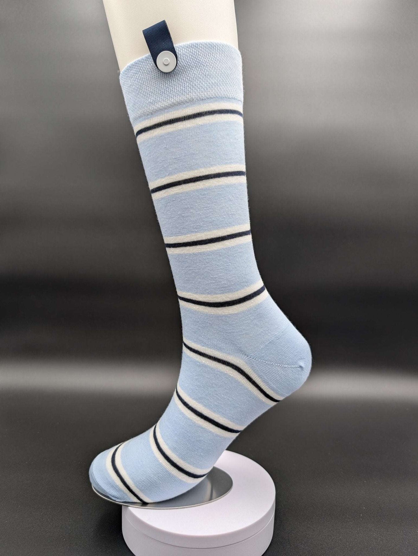 Alaskan Blue Striped Crew Socks - Le Loxx