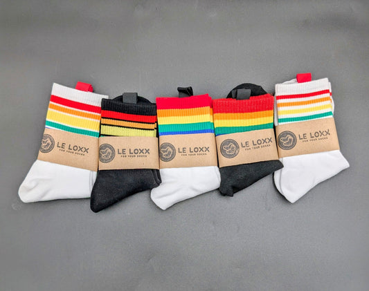 Rainbow Stripes High Ankle Socks X5– Magnetic Lock and Loop Design - Le Loxx