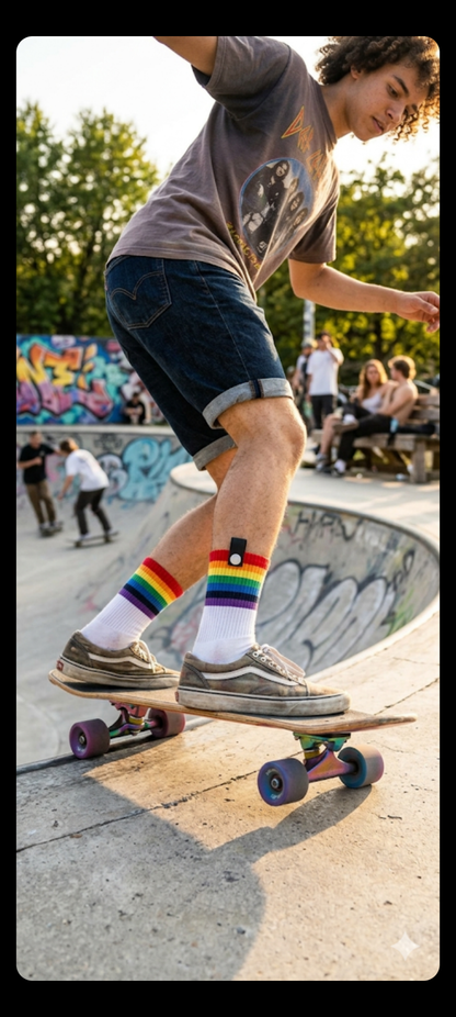 Le Loxx 5 - Pack Rainbow Ankle Socks – Lock - and - Loop Magnetic Closure Keeps Pairs Together, Size: Women's S/M 5 - 9 - Le Loxx